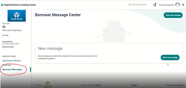 Image of Borrower Messages Center
