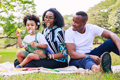Image of family outside