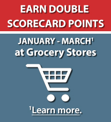 Image of Visa Double Points Promotion - Earn Double Scorecard Points. January - March at Grocery Stores. Click to learn more.