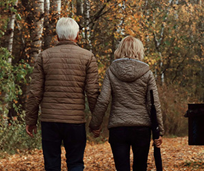 Retired couple walking